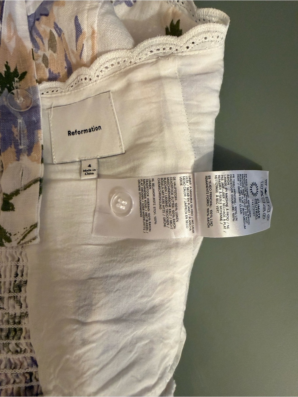 Reformation Anatolia Corset Tank & A-Line Midi Skirt linen Set white floral sz 4 - Picture 16 of 16